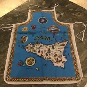 Souvenir Italy Sicily Cotton Apron,  Cooking or Decorative Apron New